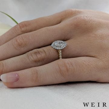 18k Yellow Gold/platinum 0.53ct F SI1  Marquise cut Diamond Engagement Ring
