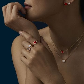 My Happy Hearts 18k Rose Gold Carnelian Inlay Single Earring