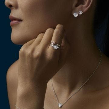 My Happy Hearts 18k White Gold Diamond Single Earring