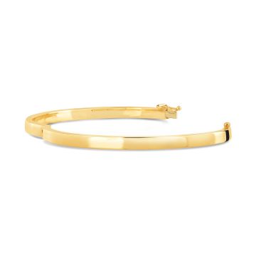 9K Gold 4mm Square Section Hinged Solid Bangle