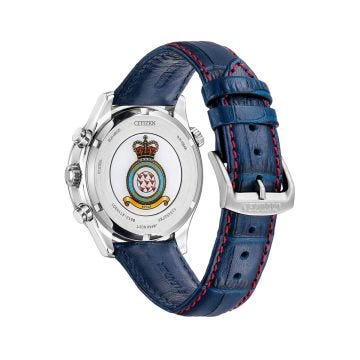 Photo of the Citizen Red Arrows Chronograph 43mm, Blue Dial, Stainless Steel Case, Blue Leather Strap, Eco-Drive Watch CA0081-01L