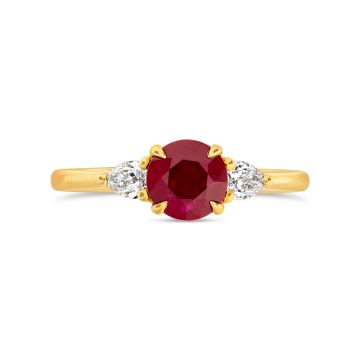 18k Yellow Gold .96ct Ruby and Diamond Ring