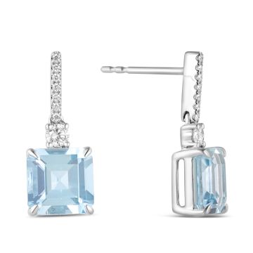 18k Aquamarine and Diamond Drop Earrings