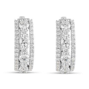 18k White Gold and Diamond Hoop Earrings