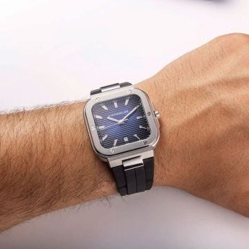 Cap Camarat Square 39mm, Blue Dial, Quartz Movement, Stainless Steel Case, Rubber Strap Watch