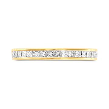 18k Gold Princess Cut 0.50ct Line Band Diamond Ring