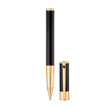 S.T. Dupont D-Initial Rollerball Pen Black and Golden Chrome Finish