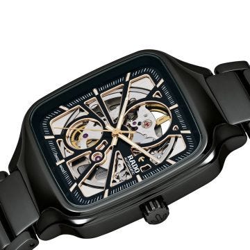 True Square Open Heart, 38mm, Black Ceramic, Automatic