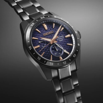 Seiko Akebono Sharp Edge GMT Presage 42.2mm, Blue Dial, Automatic Movement, Stainless Steel Case, Stainless Steel Bracelet Watch SPB361J1