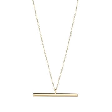 9k Gold T-Bar Pendant Necklace