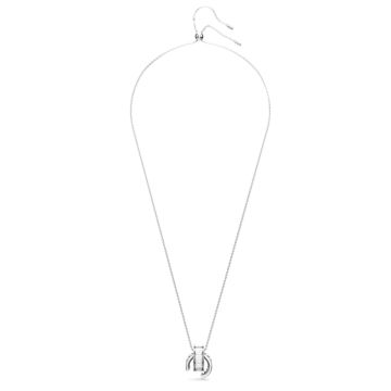 Swarovski Rhodium Plated White Baguette Cut Crystal Matrix Pendant Necklace