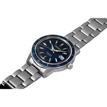 Seiko Style 60s, Presage 40.8mm, Blue Dial, Automatic Movement, Stainless Steel Case, Stainless Steel Bracelet Watch SRPG05J1