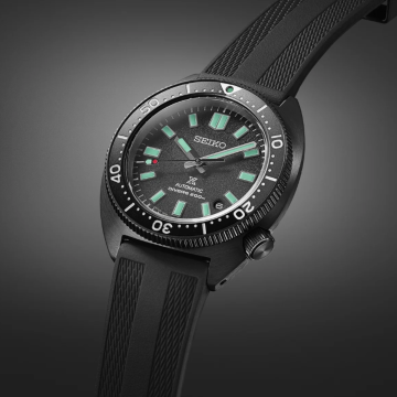 Seiko Black Series Night Prospex 41mm, Black Dial, Automatic Movement, Stainless Steel Case, Silicone Strap Watch SPB335J1