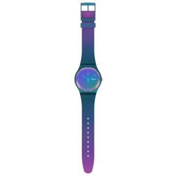 Swatch The March Collection FADE TO PINK 41mm, Round Blue Dial, Quartz, Blue Case, Blue Strap Watch