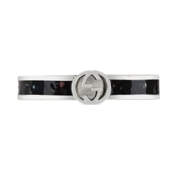 Interlocking Sterling Silver & Black Enamel Ring