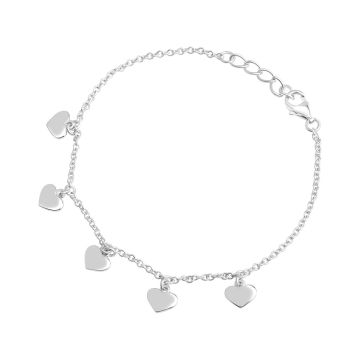 N9ne Sterling Silver CZ Heart Charm Bracelet