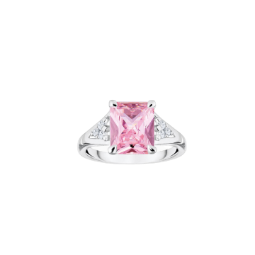 Thomas Sabo Silver and Pink Stone Ring- Size 52- Size 54