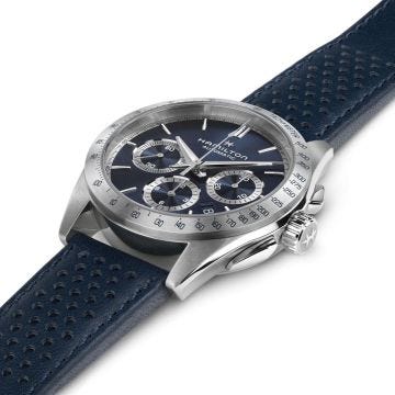 Jazzmaster Performer 42mm, Blue Dial, Automatic Movement, Stainless Steel Case, Blue Leather Strap Watch