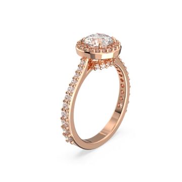 Swarovski Rose Gold Tone Plated Round Cute White Zirconia Crystal Constella Cocktail Ring Size 58 image one