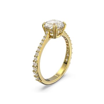 Swarovski Gold-Tone Plated Round Cut White Zirconia Pavé Constella Cocktail Ring Size 55 image one