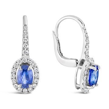 18k White Gold Sapphire and Diamond Earrings
