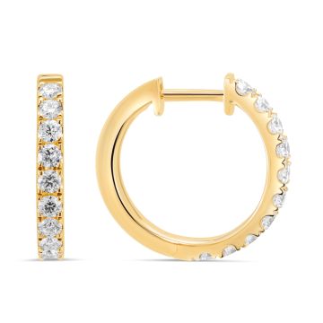 18k Yellow Gold Diamond Huggie Earrings