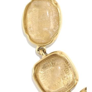 Cabochons Natural Rock Crystal Yellow Gold Plated Necklace