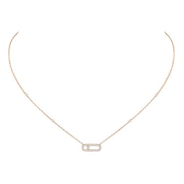 Pink Gold Move Uno Pavé Necklace