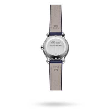 Happy Sport 25mm, Blue Dial, Quartz Movement, Stainless Steel Case, Blue Calfskin Leather Strap Watch