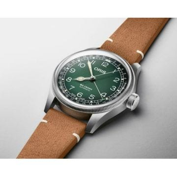 Big Crown X Cervo Volante 38mm Green Dial Automatic Movement Stainless Steel Case Brown Leather Strap Watch