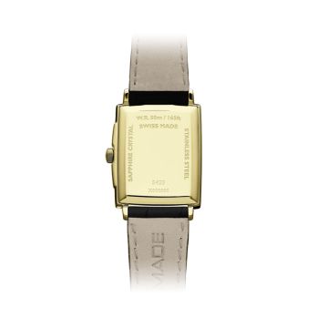 Toccata Classic 37mm x 29mm, White Dial, Quartz Movement, Stainless Steel Yellow Gold PVD Plating Case, Leather Strap Watch