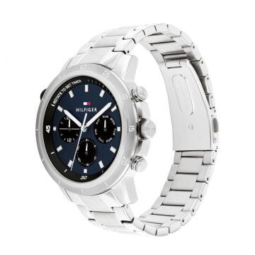 Tommy Hilfiger Troy Mens 46mm Navy Dial Quartz Movement Stainless Steel Bracelet Watch