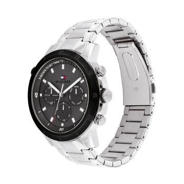Tommy Hilfiger Mens Troy Chronograph 46mm Black Dial Quartz Movement Stainless Steel Bracelet Watch