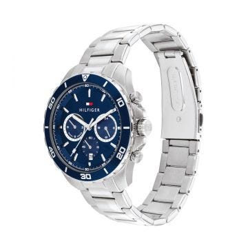 Tommy Hilfiger Jordans Mens Chornograph 43mm Blue Dial Quartz Movement Stainless Steel Bracelet Watch
