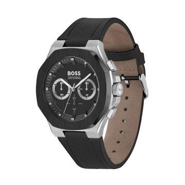 Tapper 45mm Black Dial Quartz Movement Leather Strap Watch