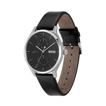 Tyler 43mm Blue Dial Quartz Movement Leather Bracelet Watch