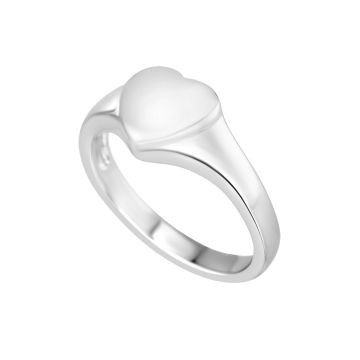 Sterling Silver Heart Signet Ring Size K