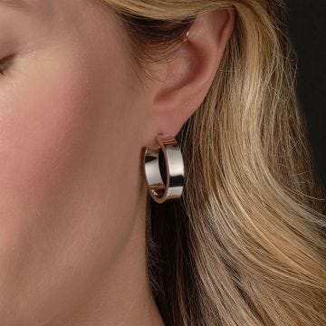 Sterling Silver Plain Wedding Band Hoop Earrings