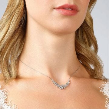 Sterling Silver CZ Baguette Cluster Necklace