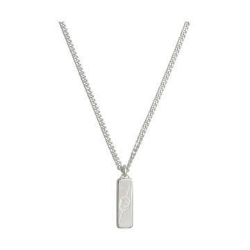 Interlocking Sterling Silver Vertical Tag Necklace