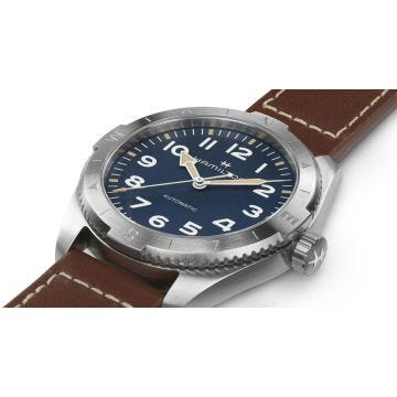 Khaki Field Expedition Auto 41mm, Blue Dial, Automatic Movement, Stainless Steel Case, Brown Leather Strap Watch