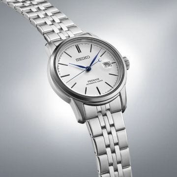 Seiko Pure White Dial, Presage 40.2mm, White Dial, Automatic Movement, Stainless Steel Case, Stainless Steel Bracelet Watch SPB403J1