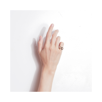 Mini Rockaway Pyramid Half Paved & Pink Gold Ring