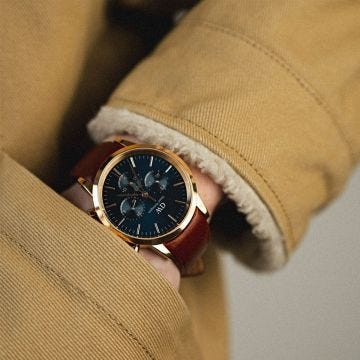 Iconic Chronograph St Mawes 42mm Blue Dial Quartz Leather Strap