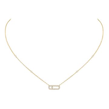 Yellow Gold Move Uno Pavé Diamond Chain Necklace