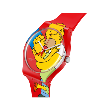 The Simpsons Collection SWEET EMBRACE 41mm, Round Red Dial, Quartz, Red Case, Red Strap Watch