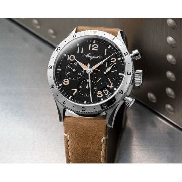 Type XX Chronographe 42mm, Black Dial, Self Winding Movement, Stainless Steel Case, Calfskin Strap Watch