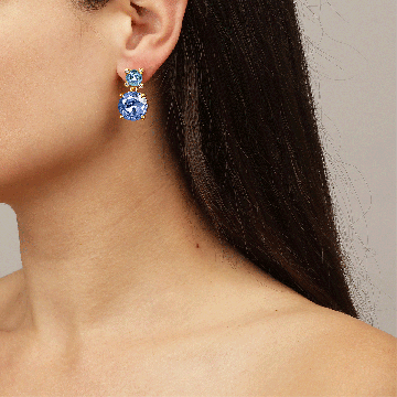 Nicola Gold Light Blue & Turquoise Drop Earrings