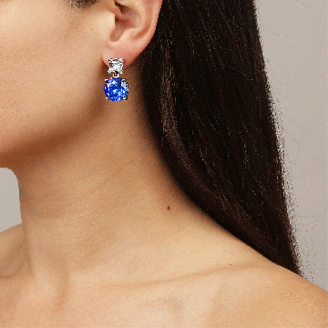 Nicola Silver Blue & Crystal  Drop Earrings