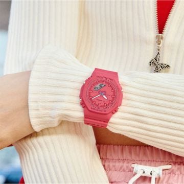 Casio G-Shock 46.2mm x 42.9mm Pink Dial Quartz Movement Resin Strap Watch